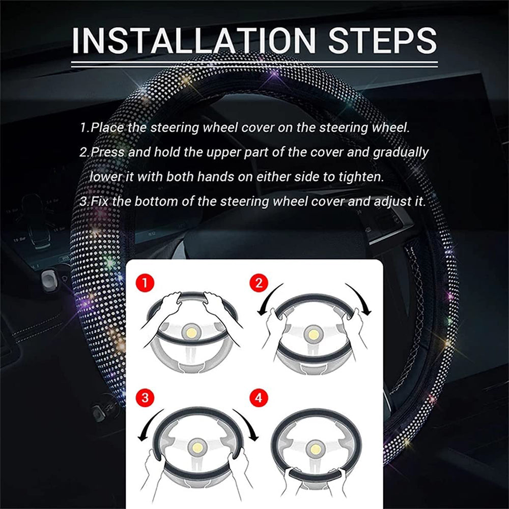 Car Elastic Diamond Steering Wheel Cover